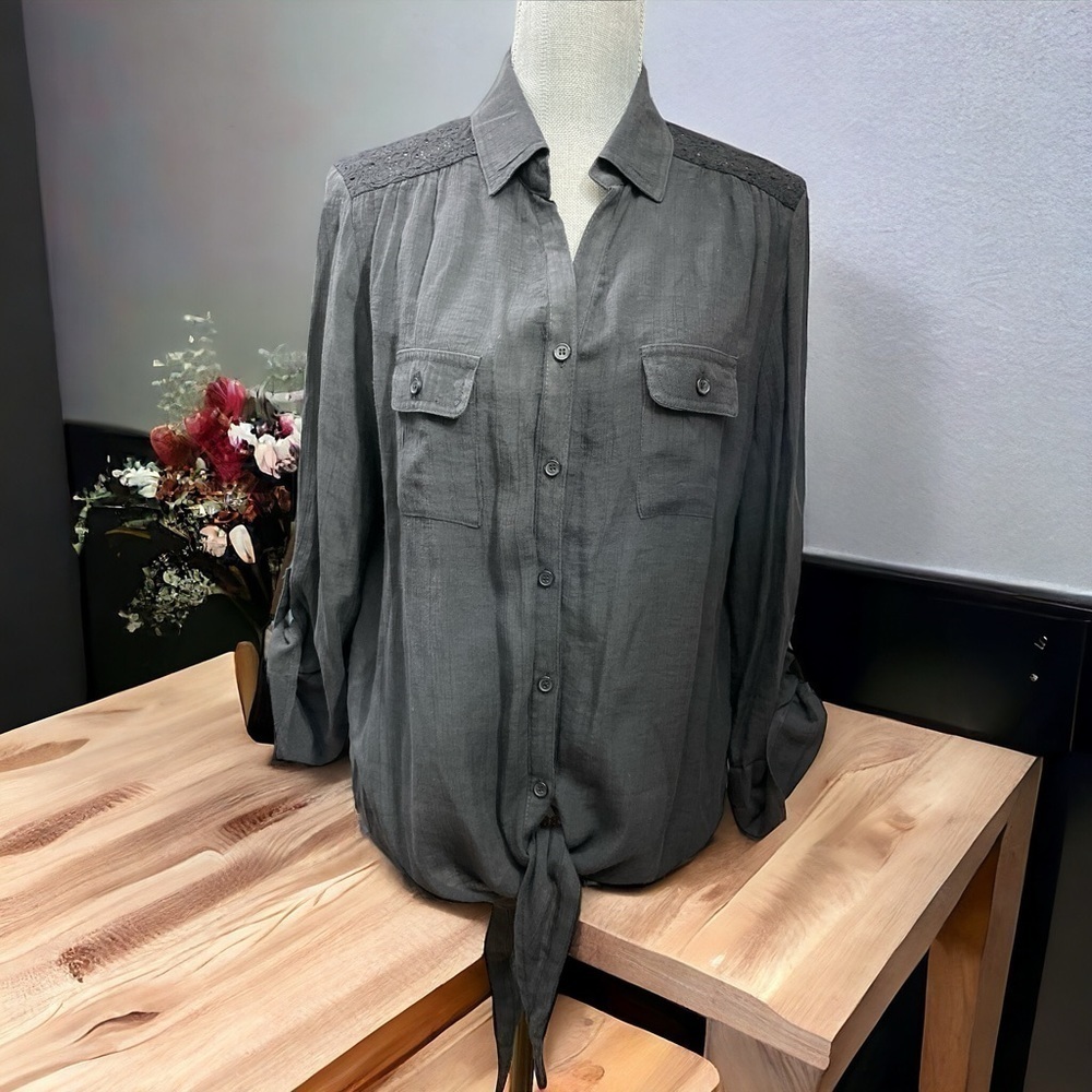 Westbound Women's Black lace Blouse Size L